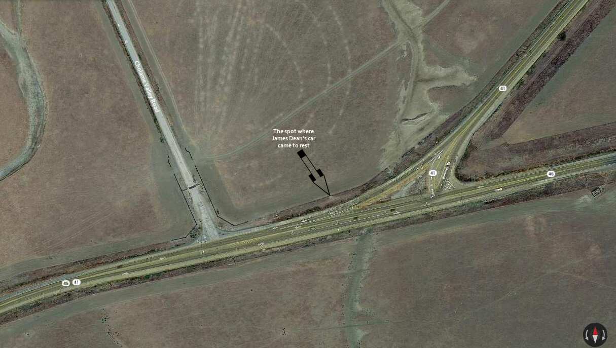 Satellite view of the James Dean Memorial Junction
