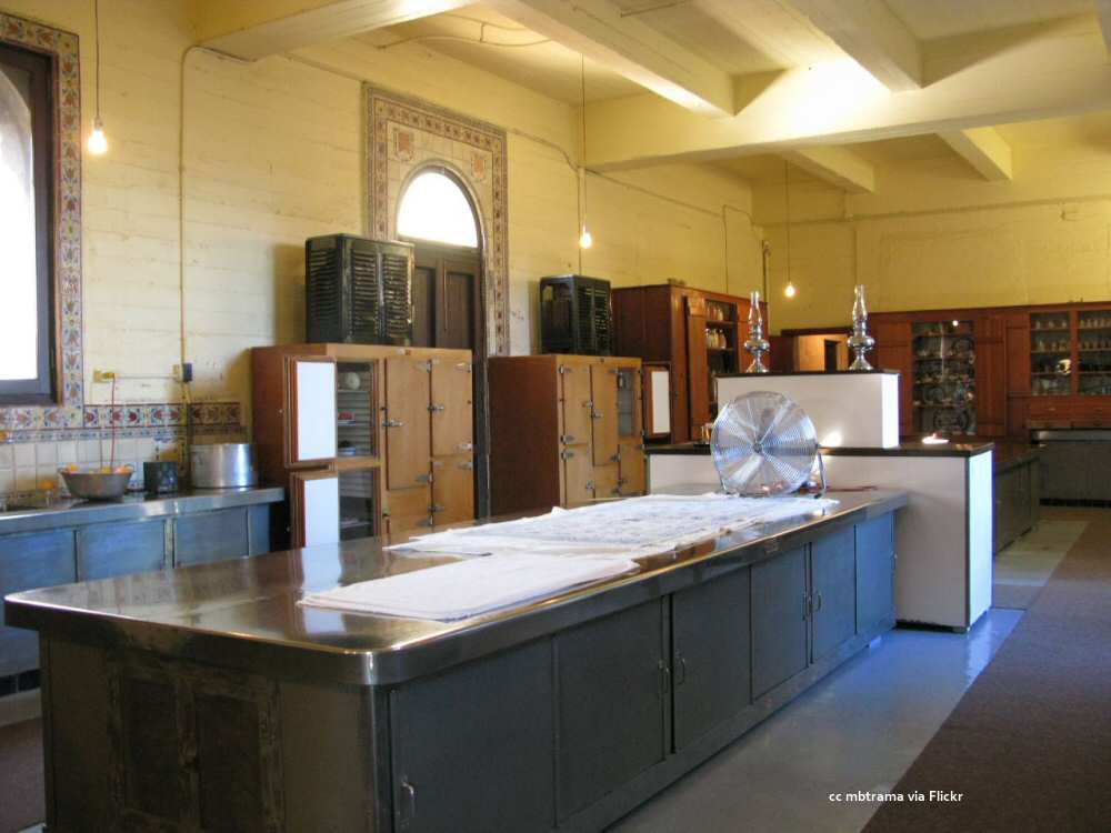 A portion of the large kitchen