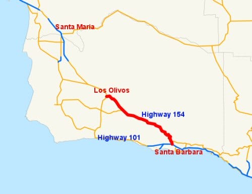 Map of Highway 154