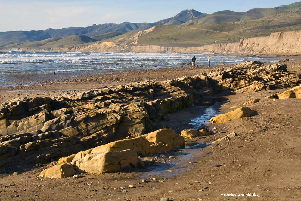 A reef exposed at low tide at Jalama Beach
