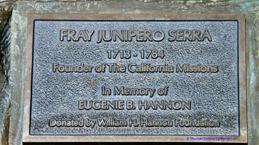 Junipero Serra statue plaque Junipero Serra statue plaque