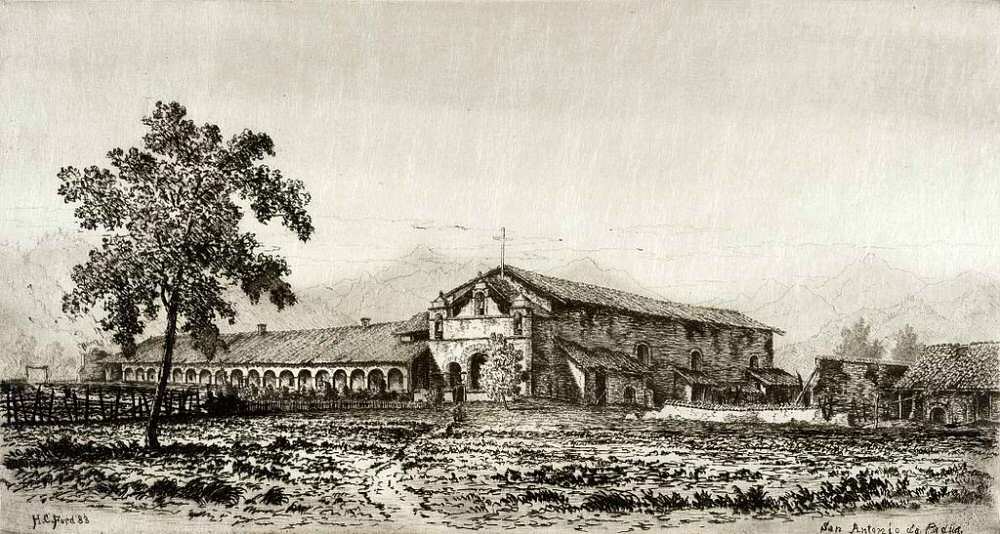 1883 Henry Chapman Ford drawing of Mission San Antonio