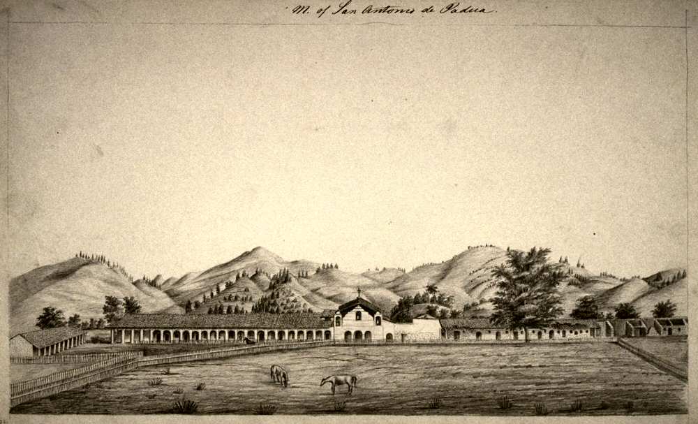 Undated drawing of Mission San Antonio Undated drawing of Mission San Antonio