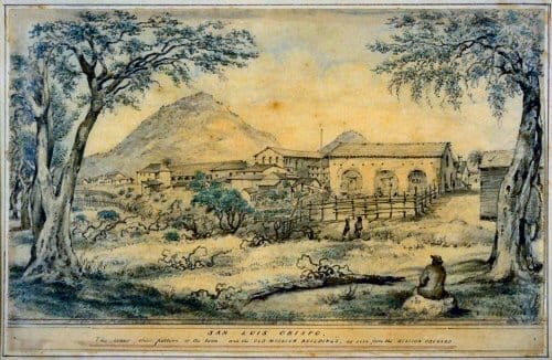 Edward Vischer drawing of the mission late 19th century
