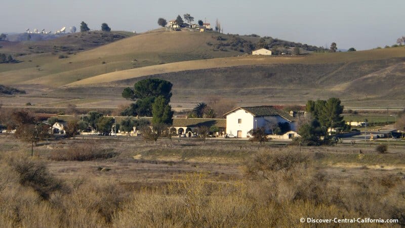 A view of Mission San Miguel across the Salinas River