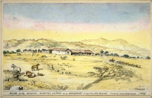 1873 sketch of the mission by Edward Vischer