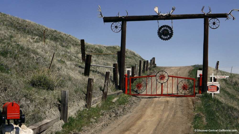 Unique ranch gate along the road