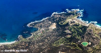 A view of Pebble Beach from the air