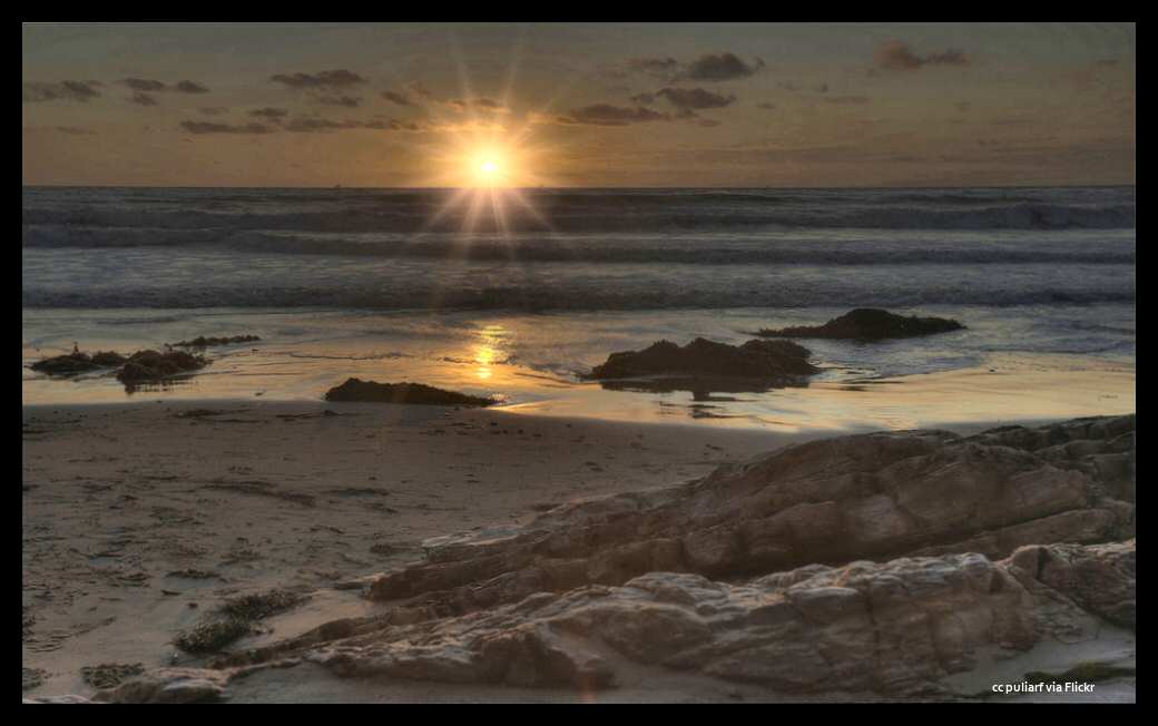 A beautiful sunset over the rocks at Jalama Beach