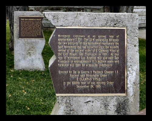 San Andreas Fault monument in Parkfield