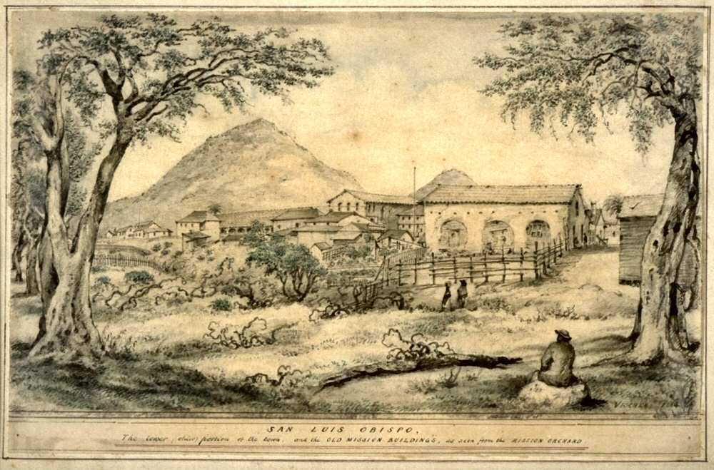 1864 drawing of San Luis Obispo by Edward Vischer 1864 drawing of San Luis Obispo by Edward Vischer