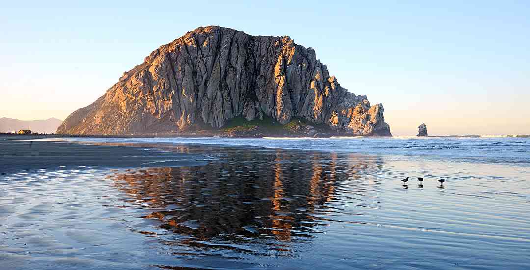 View of Morro Bay Rock and beach