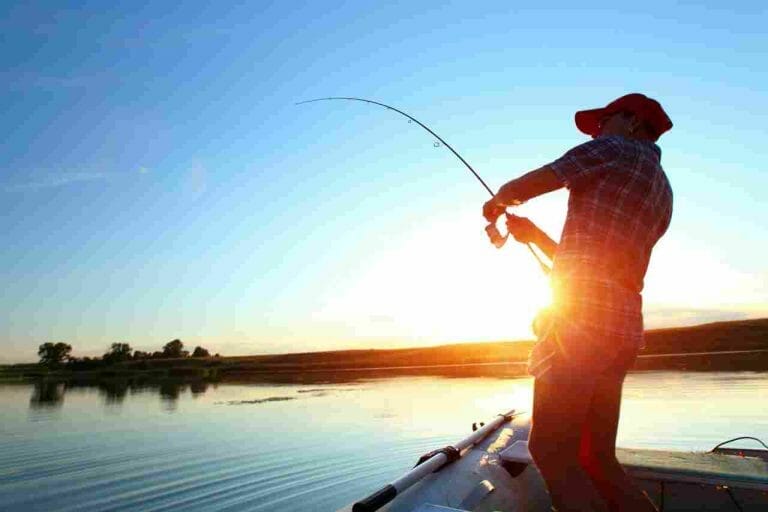 Fishing at sunset