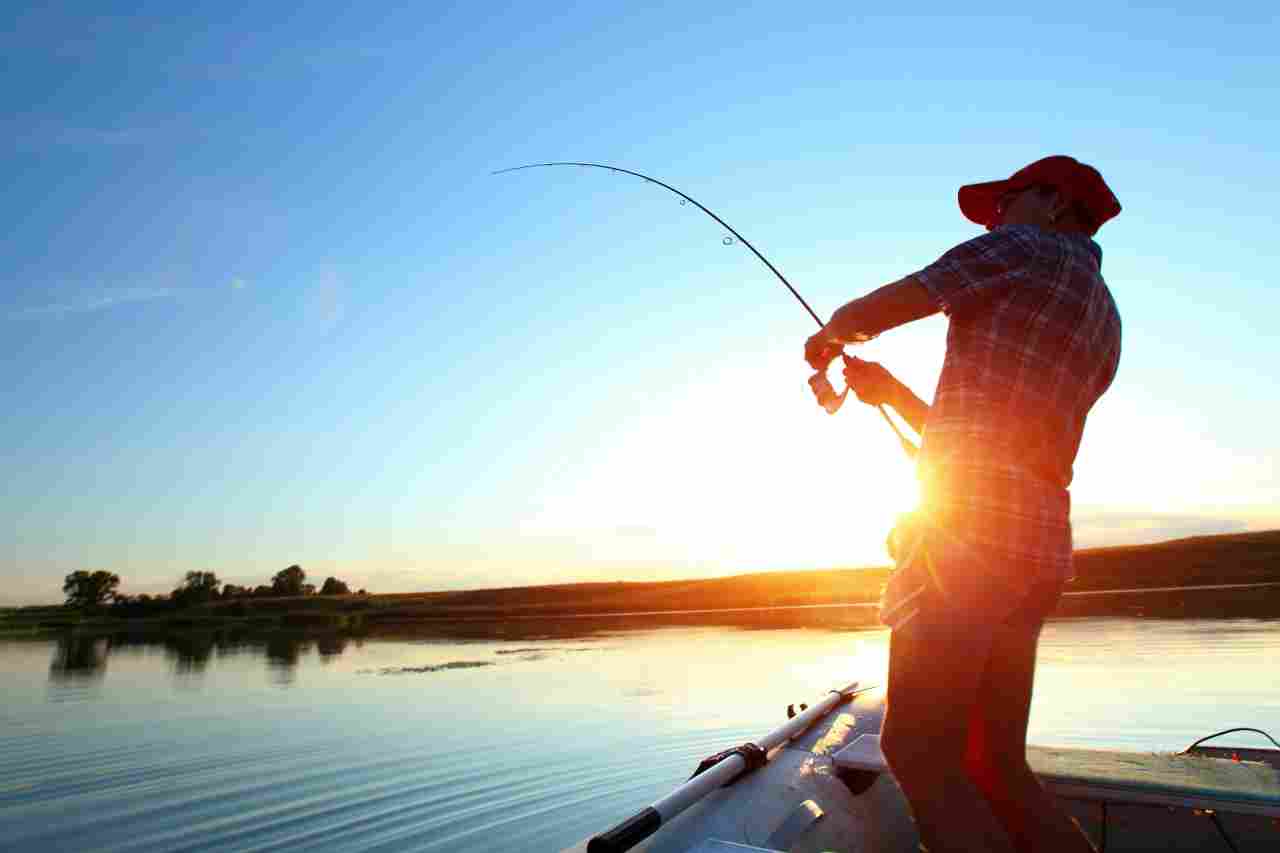 Fishing at sunset