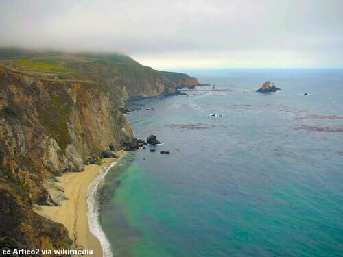The view from near the Bixby Creek Bridge toward Hurricane Point to the south The view from near the Bixby Creek Bridge toward Hurricane Point to the south