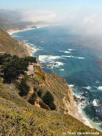 The Big Sur coastline just north of Point Sur - steep drops straight down to the ocean - a beautiful setting for a home