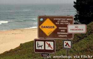 Dangerous swimming at the beach