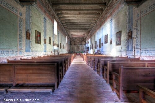 Interior of the church at Mission San Miguel