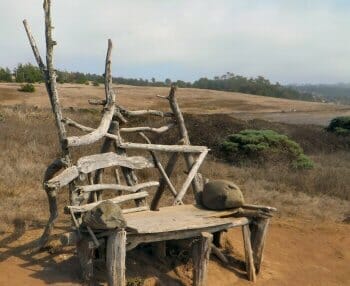Front view of the bench at Fiscalini Ranch with the hills in the background Front view of the bench at Fiscalini Ranch with the hills in the background