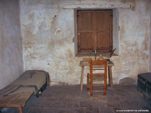 A Franciscan friars simple room at Mission Carmel