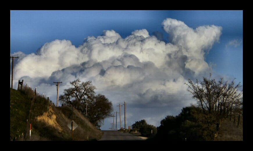 Great cumulus clouds from a passing winter storm